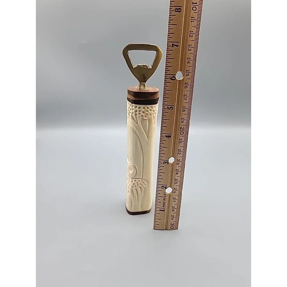 Barware Vintage 7 Inch Hand Carved Brass Elephant Carving Bottle Opener